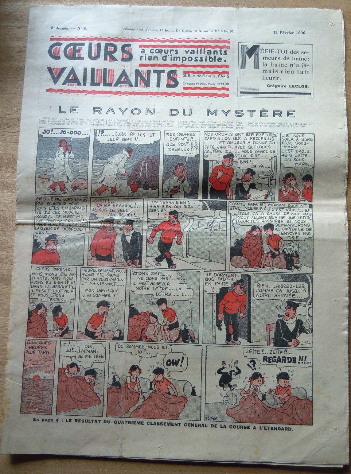 Coeurs Vaillants n°8 de 1936