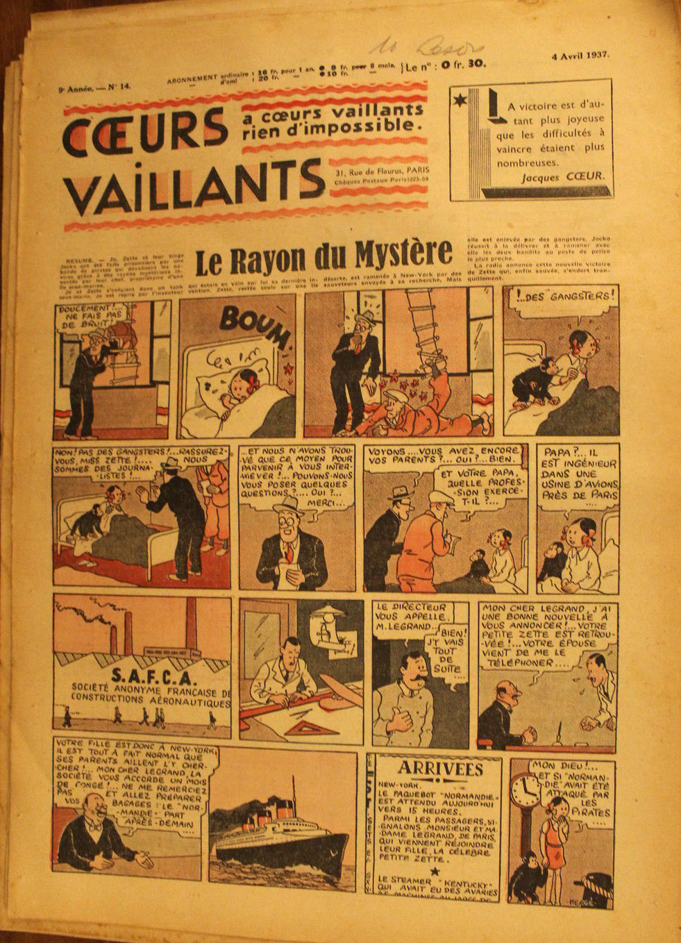 Coeurs Vaillants n°14 de 1937
