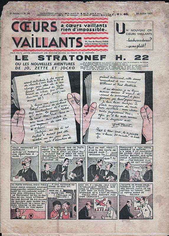 Coeurs Vaillants n°30 de 1937