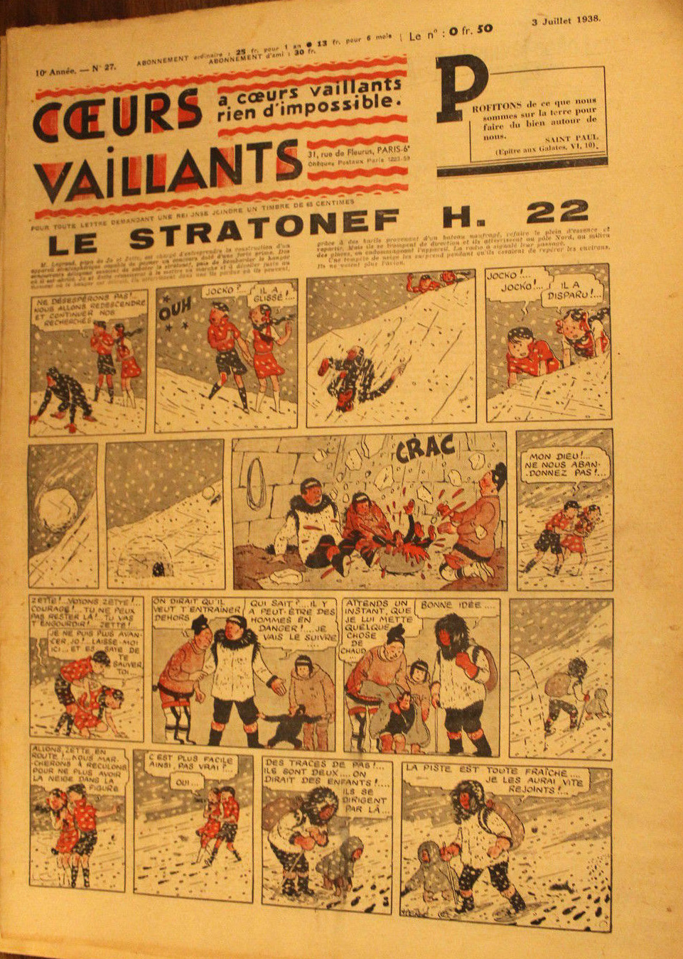Coeurs Vaillants n°27 de 1938