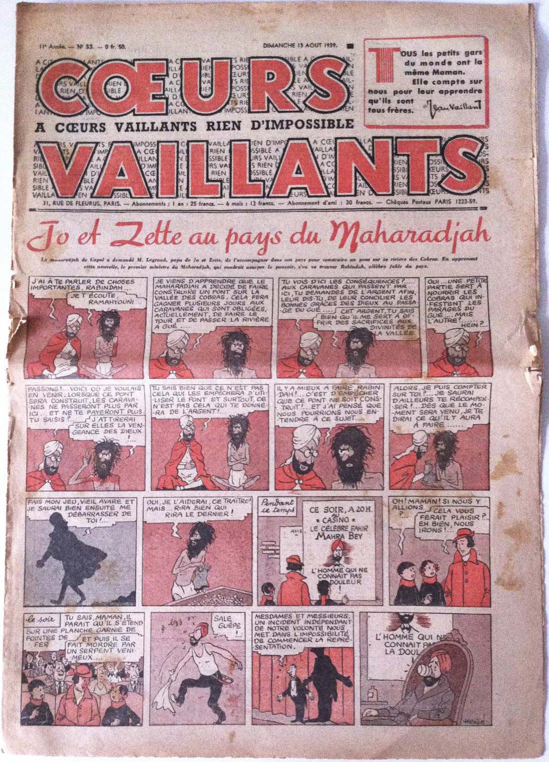 Coeurs Vaillants n°33 de 1939