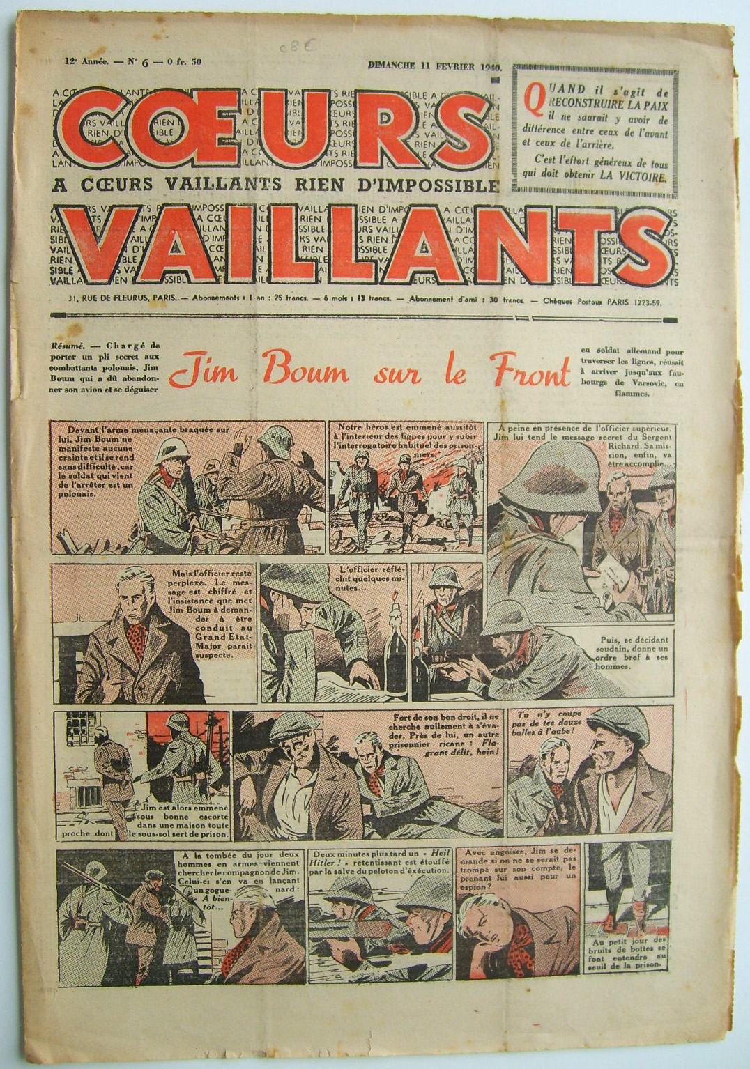 Coeurs Vaillants n°6 de 1940